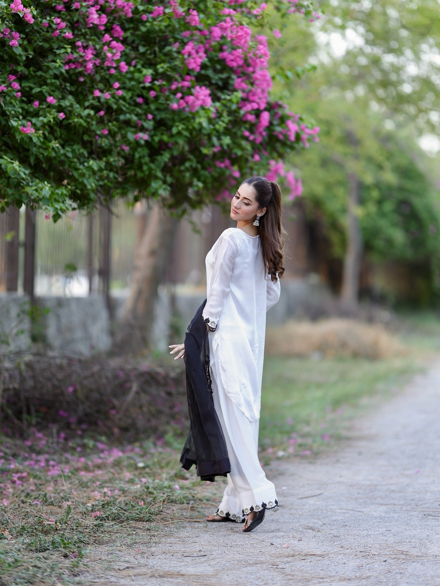 White Embroidered 3-piece suit-black $ ivory