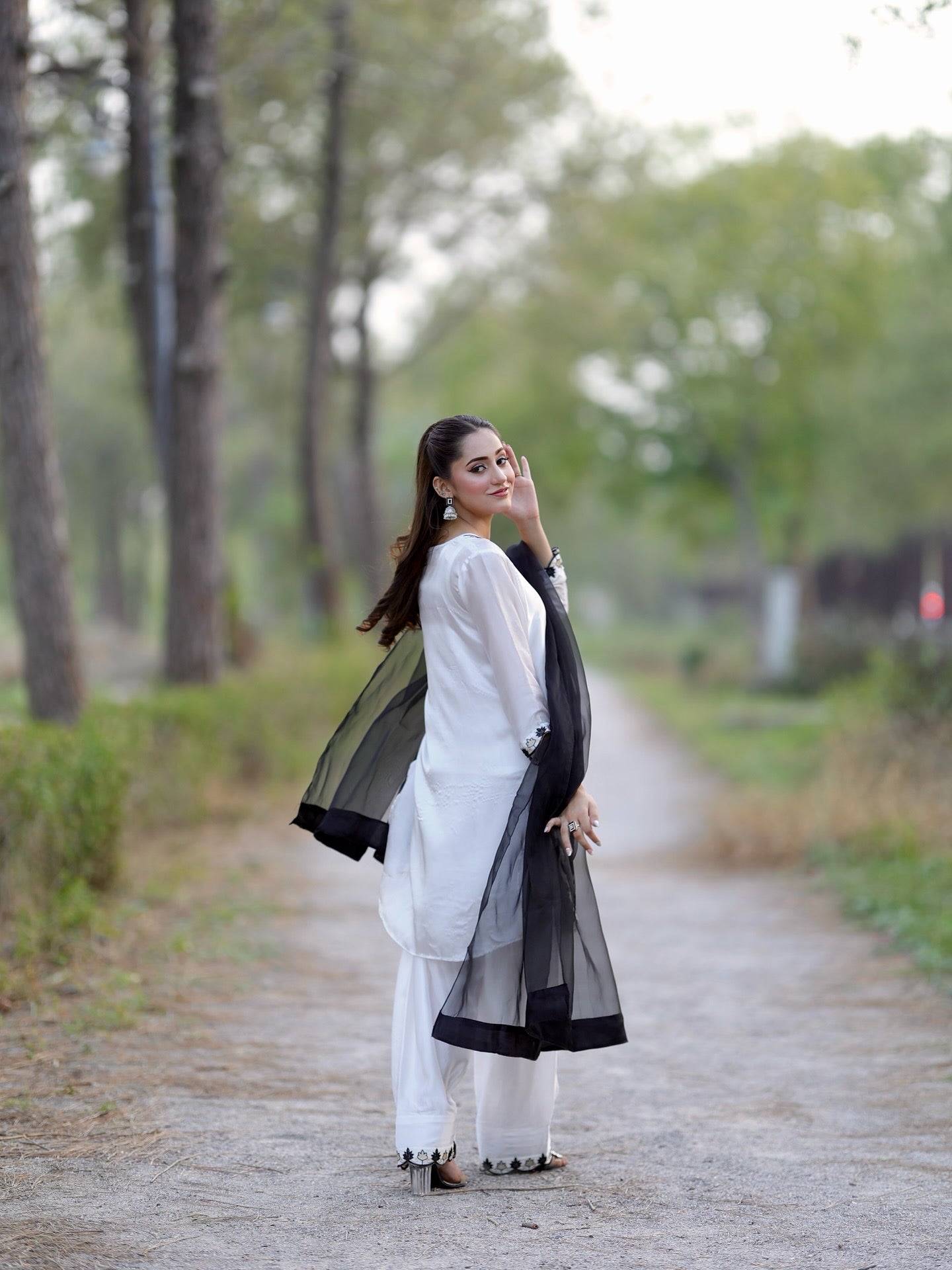 White Embroidered 3-piece suit-black $ ivory